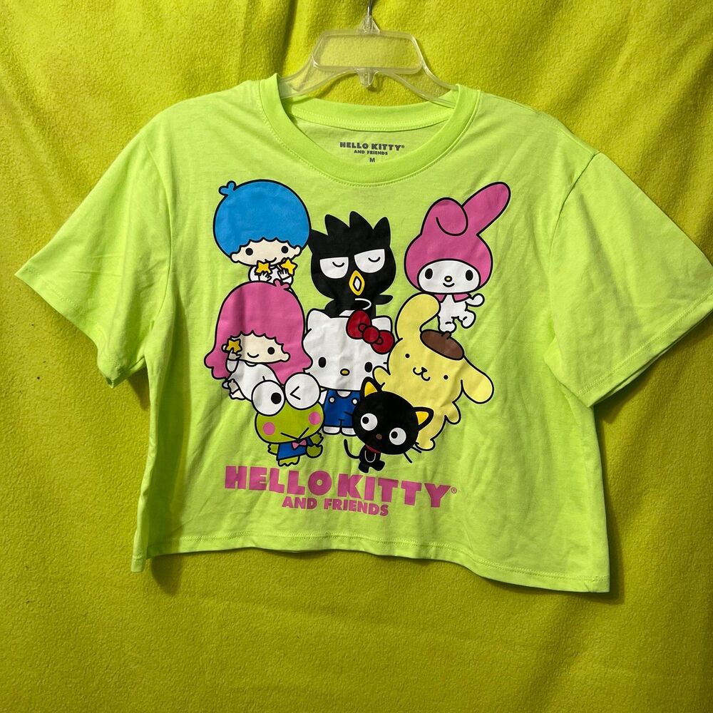Hello Kitty and Friends Sanrio Graphic Tee Lime Green Crop M Anime